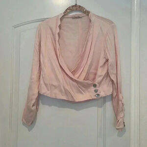 RIXO London Pink Mother of Pearl Buttons Blouse Jacket Sz S